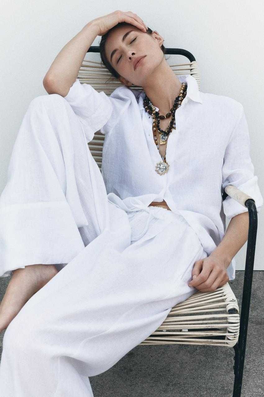 Костюм рубашка брюки штаны zara M лён льон