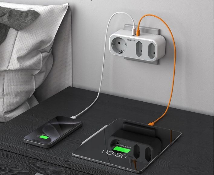 Tessan Lista z gniazdami USB 3, 5 w 1, wyjście AC z 2 USB, 3600 W