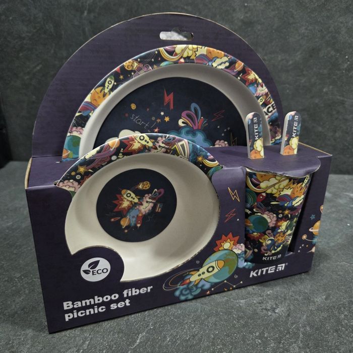 Дитячий набір посуду з бамбука Kite, 5 предметів, ланчбокс дитячий