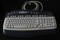 Teclado Microsoft com ficha PS/2 - cinzento e branco