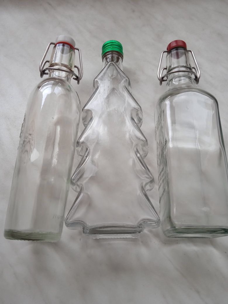 Stare butelki szklane przeźroczyste poj. 0,5 litra - kpl. 3 szt. z PRL