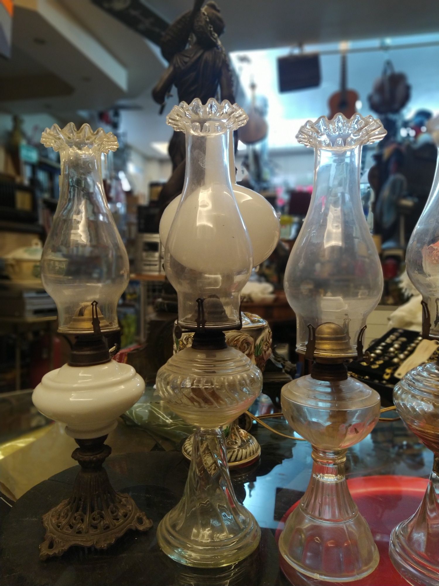 Lote 16 Candeeiros antigos a petróleo e de ficha - vintage