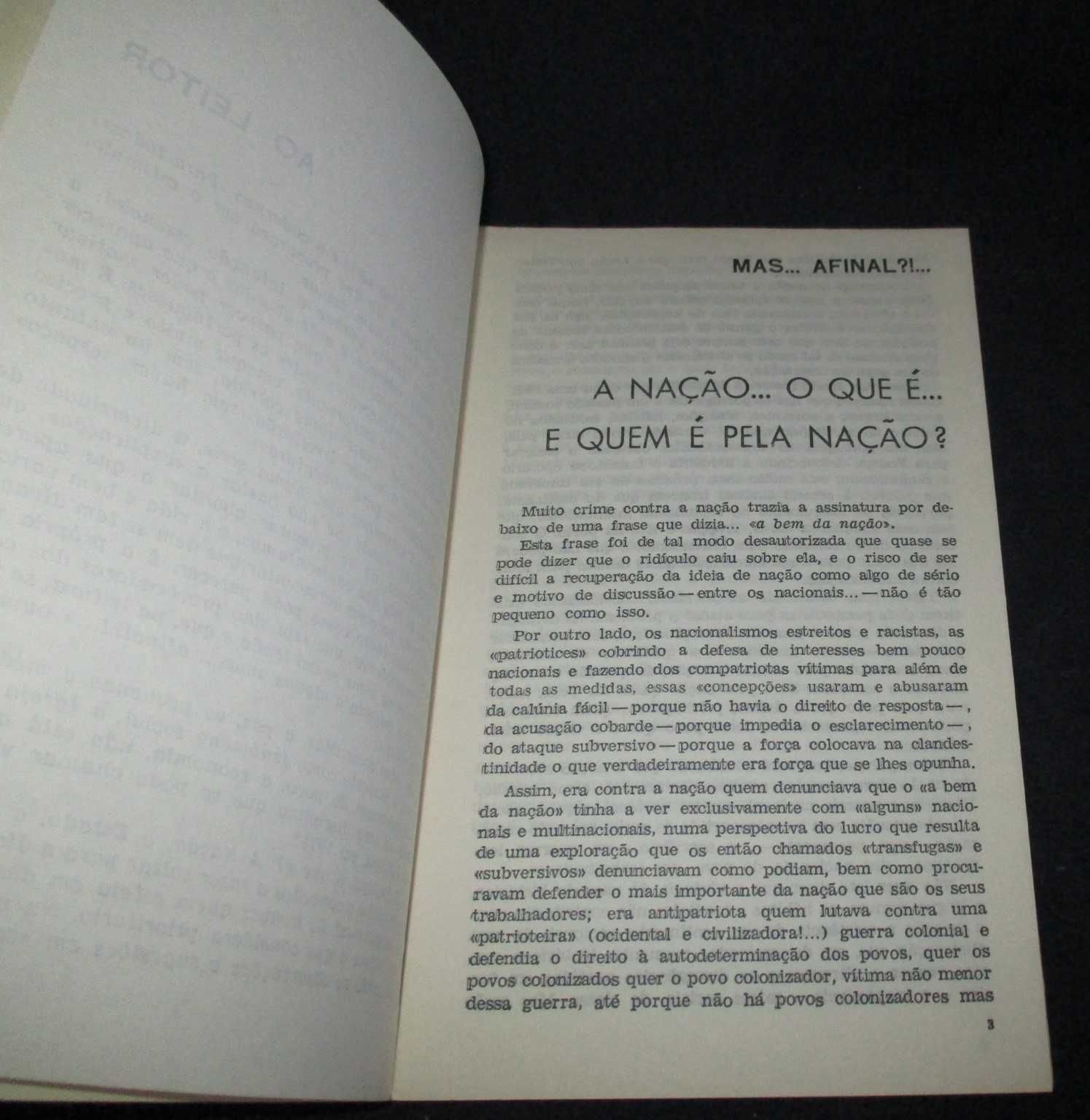 Livro Mas Afinal?! A nação o que é e quem é pela nação? Sérgio Ribeiro