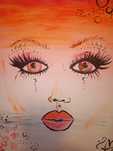 Tela pintura rosto feminino makeup 40x49cm