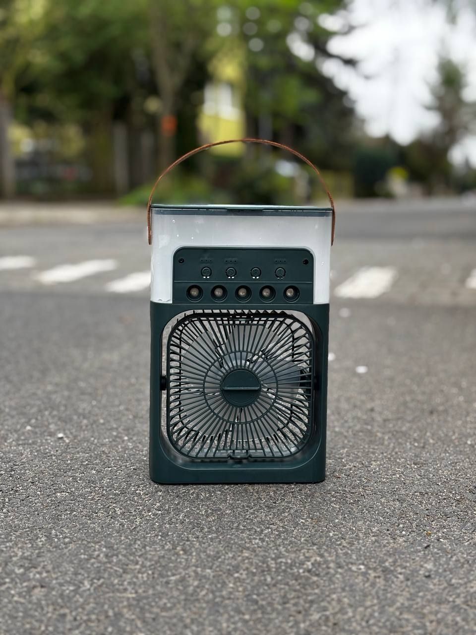 Przenośny wentylator Nawilżacz Klimatyzator 3w1 USB na wodę - zielony.