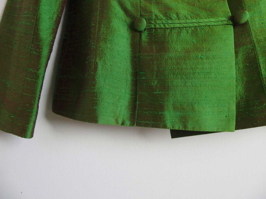 Haute couture jedwabny kostium garsonka silk soje jedwab szantung S M