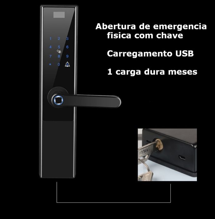 fechadura inteligente biometrica APP telemovel cartão RFID teclado