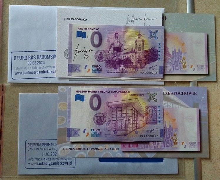 2 x 0 euro Częstochowa + Radomsko ten sam bardzo niski numer 000273