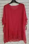 Włoska szyfonowa tunika koronka falbanki oversize plus size xxxl 48 50