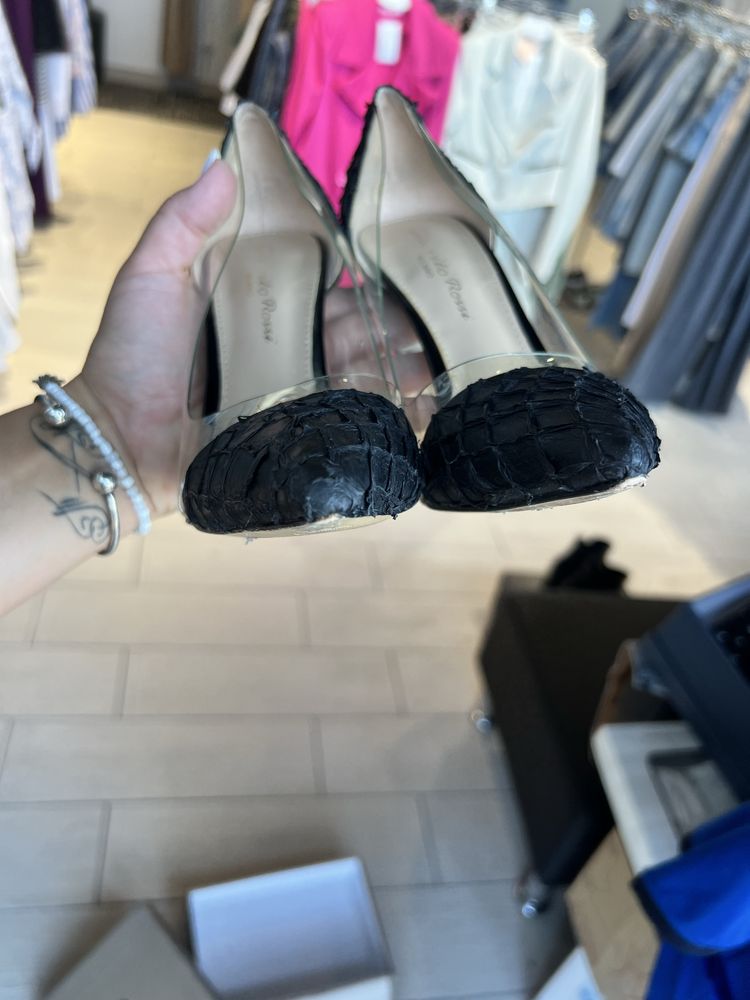 Gianvito Rossi plexi лодочки чорні з прозорим