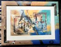 Abstrakcja - wielka grafika Claus Schenke 1970r limitowana 83x62
