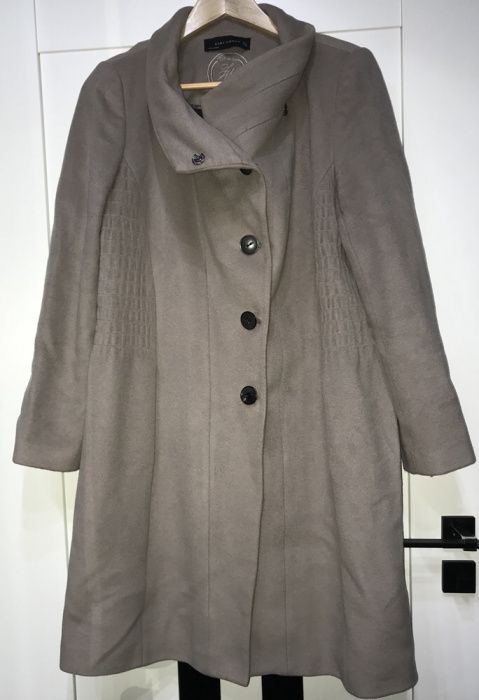 Płaszcz ZARA Woman Oversize Popiel Rozm. M, L ,Wełniany