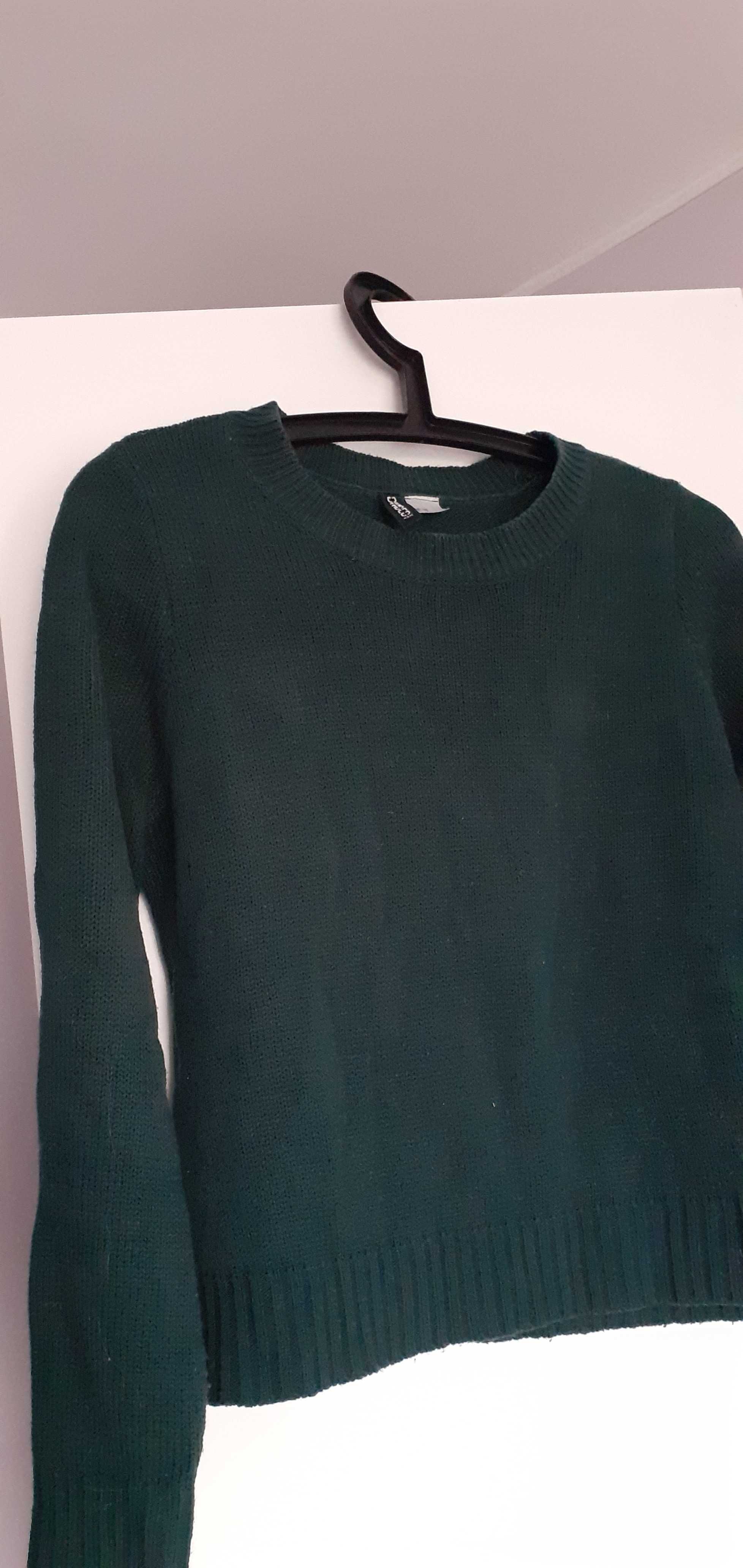Sweter H&M,rozmiar XS,butelkowa zieleń