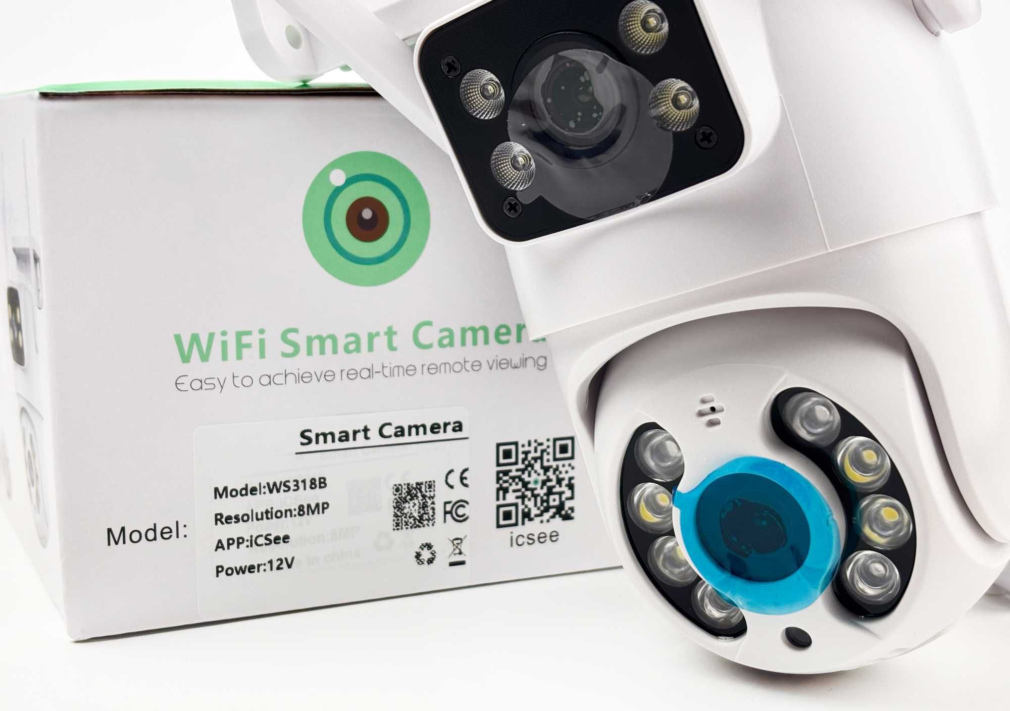 Wifi Подвійна камера відеоспостереження 8 Мп ICsee Ptz видеонаблюдения