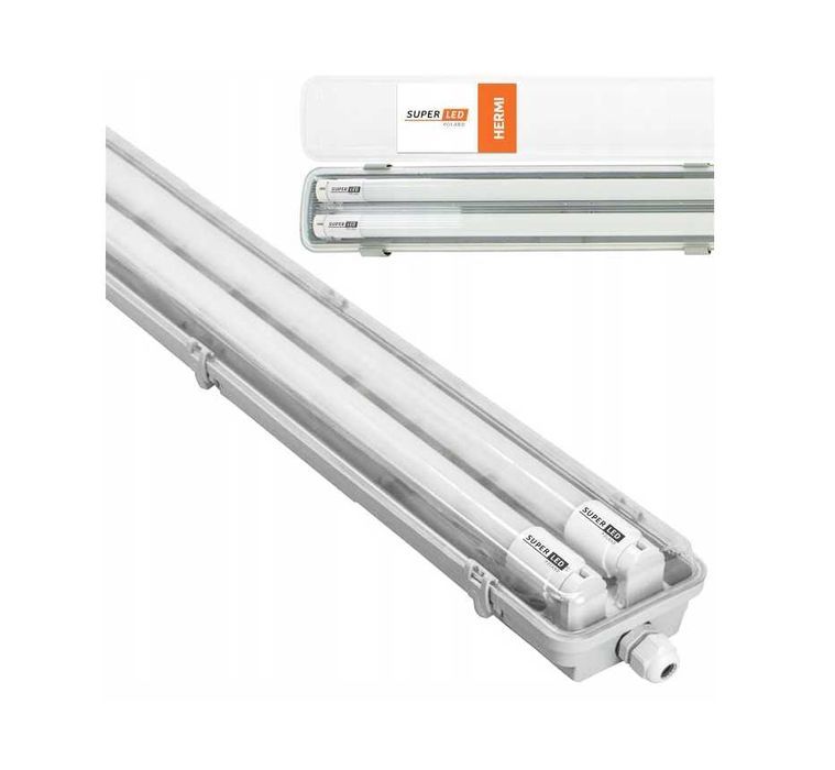 Oprawa hermetyczna lampa 120cm + 2x Świetlówki LED zestaw do garażu