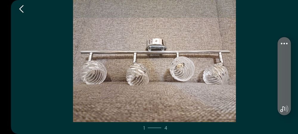 lampa sufitowa 4 klosze szklane 
Wymiary jak na zdjęciu. 
Brak żarów