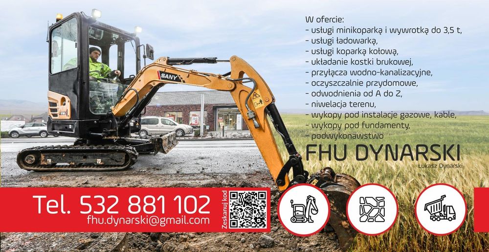 Pracę ziemne, wykopy rozbiórki niwelacja terenu