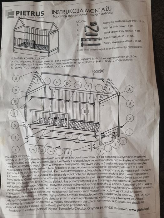 Białe łóżeczko 70x140 dla niemowlaka, dziecka, typu domek, Piętrus