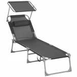 Leżak ogrodowy z daszkiem XXL Szary 53x193x29,5 cm XXL Meble ogrodowe