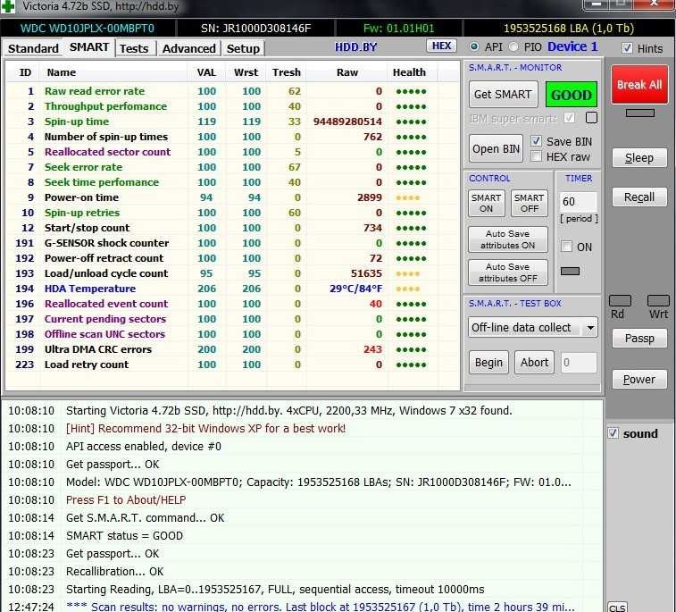 Вінчестер диск 2,5" (ноут.) 1Tb SATA3 Western Digital WD10JPLX-00MBPT0