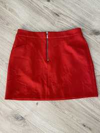 Czerwona spodnica krotka mini z zamkiem z przodu New Look L 40