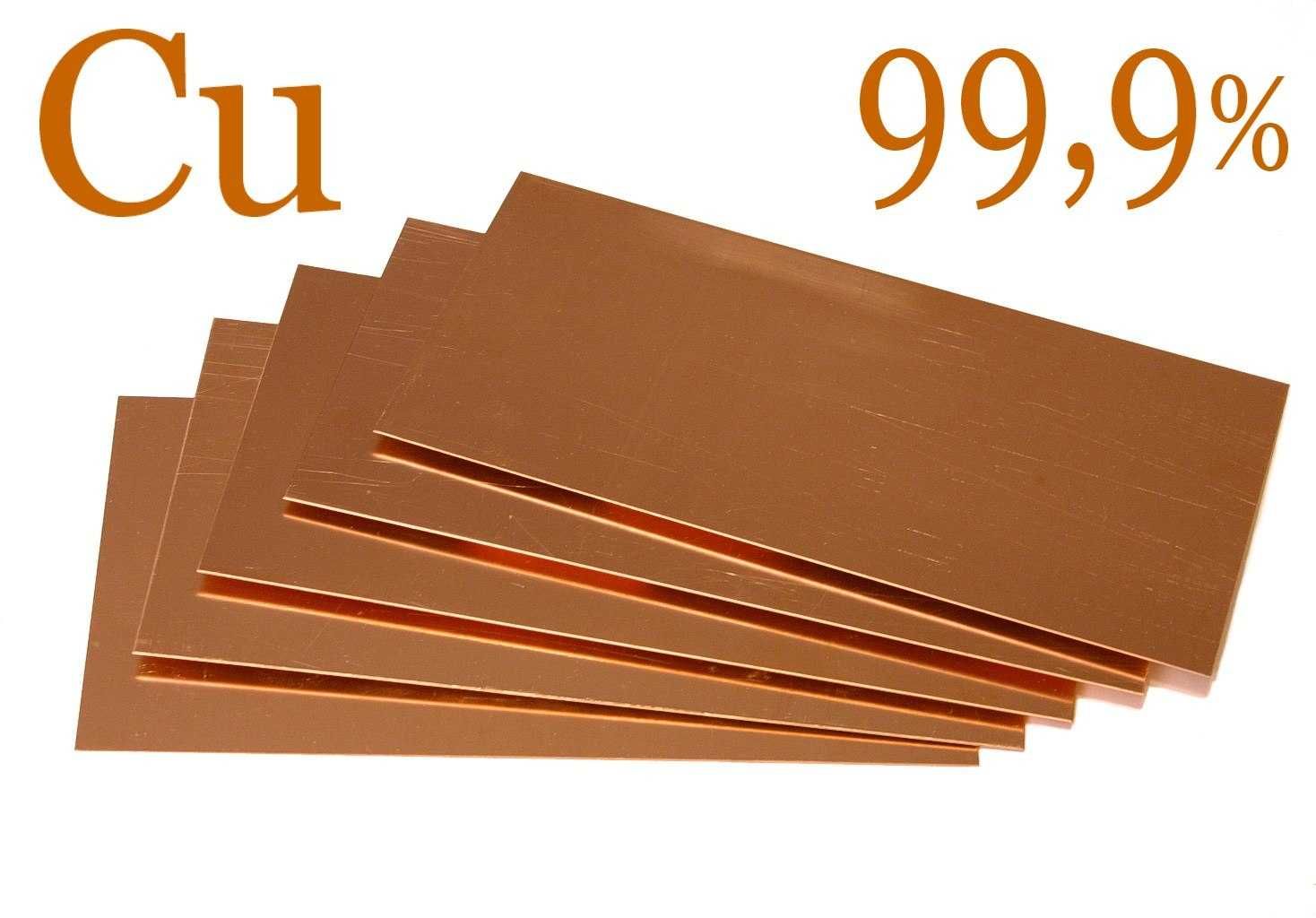 0,8 mm blacha blaszka miedziana M1E 10x20cm 99,9% Cu – nowa