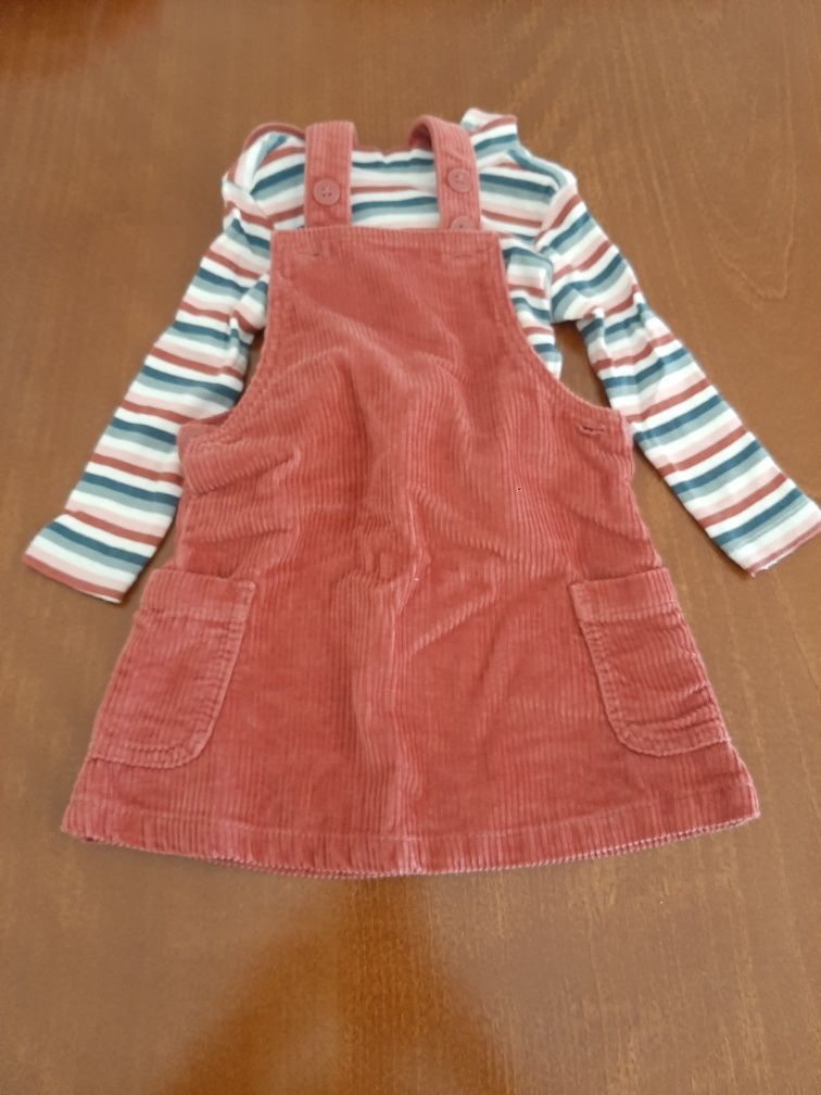 Conjunto jardineiras e camisola 74 cm 6-9 meses