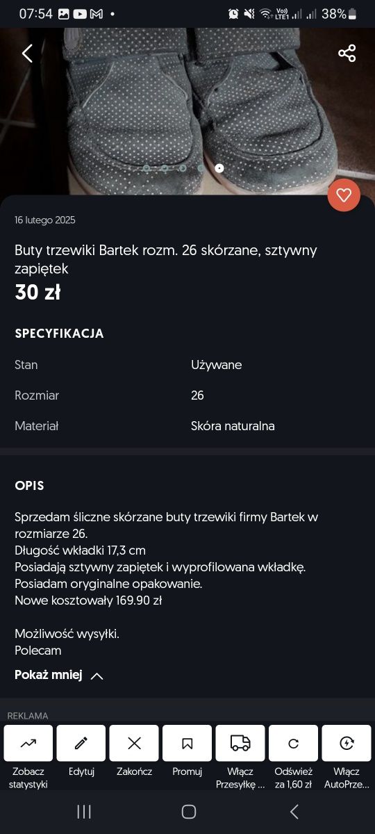 Buty Bartek rozm. 26 dziewczęce