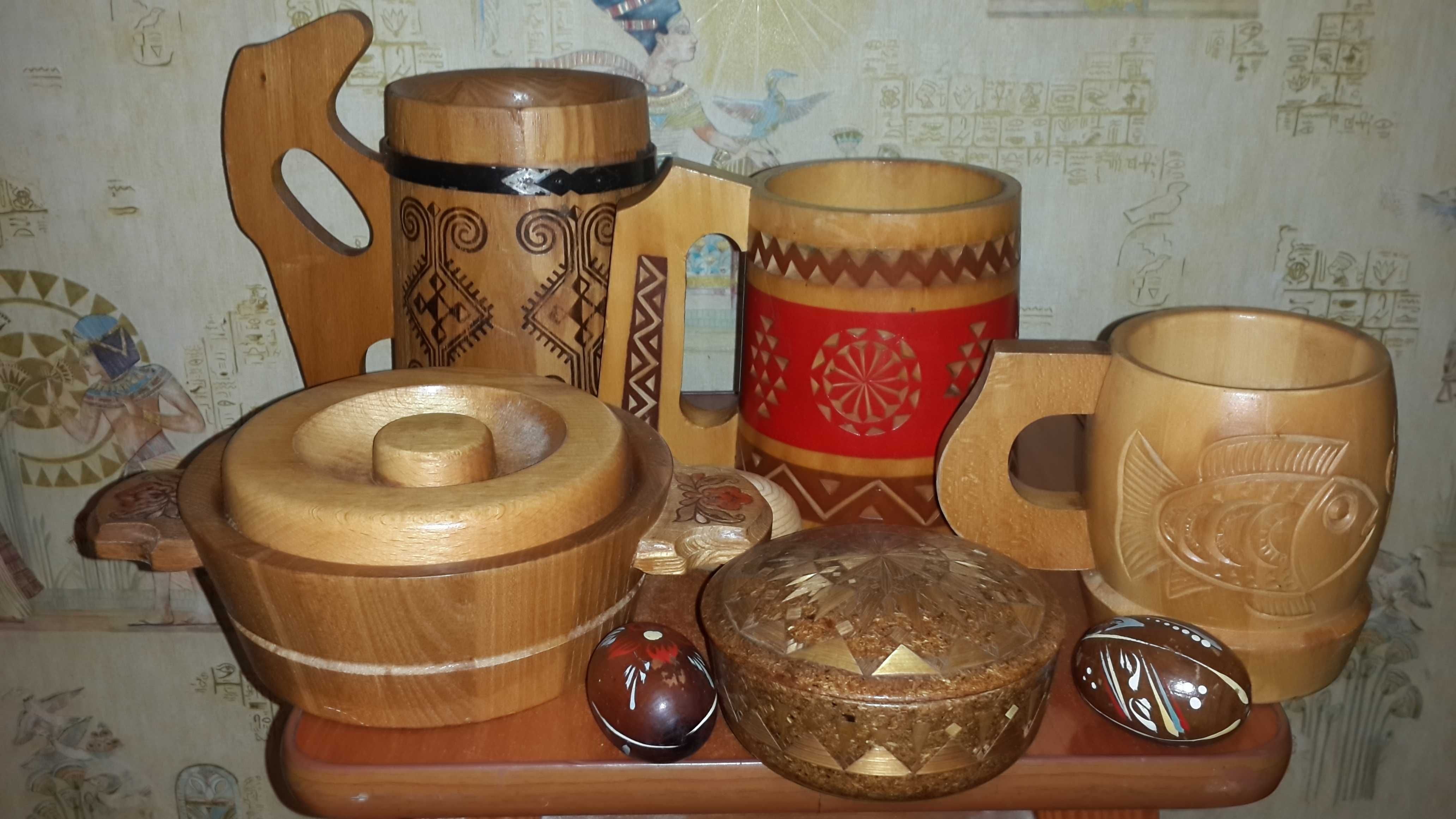 Изделия из дерева СССР. Фигурки, Кухли, Хохлома, вазы