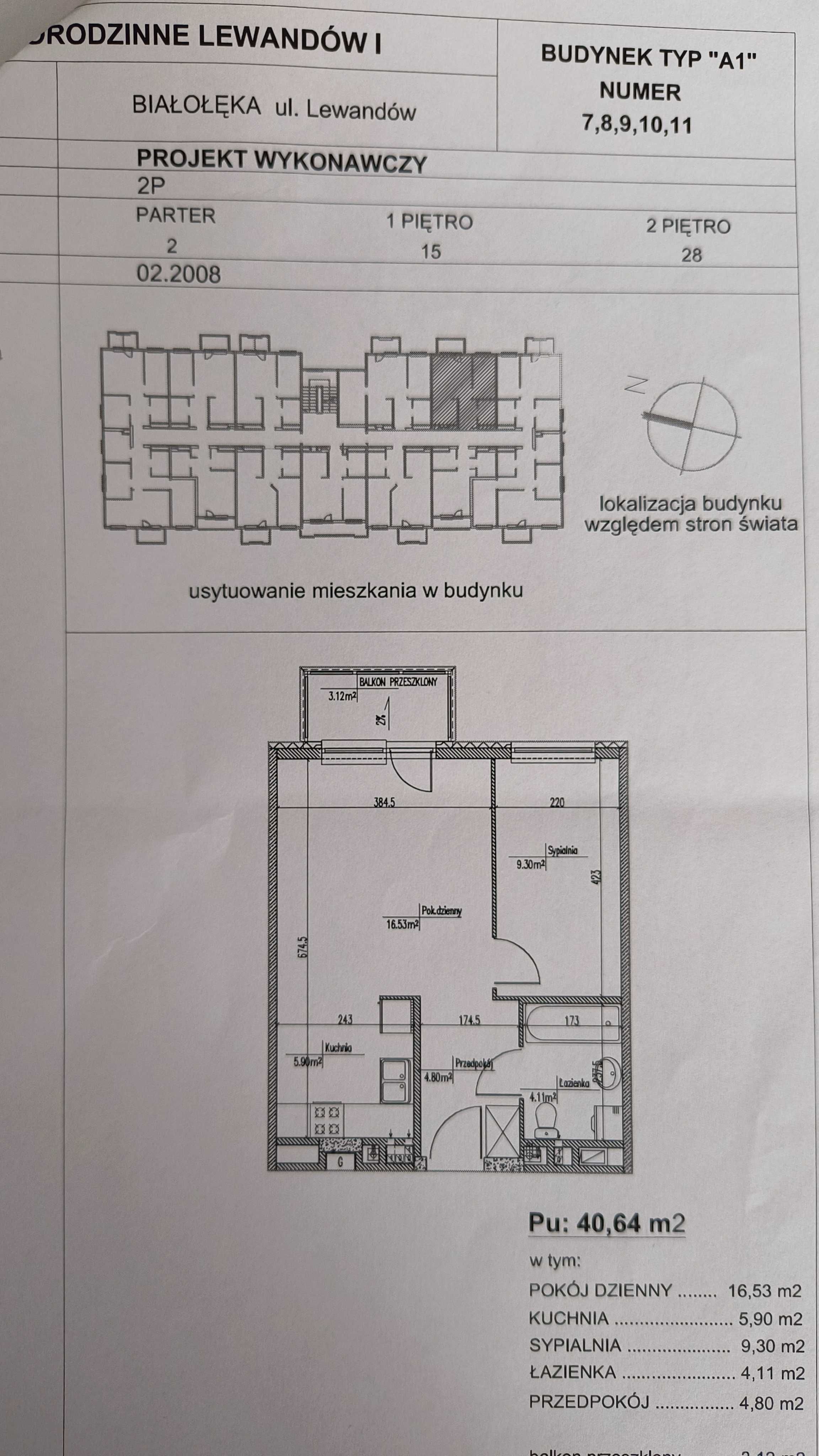 Warszawa, dwupokojowe mieszkanie 40,64 m² z balkonem