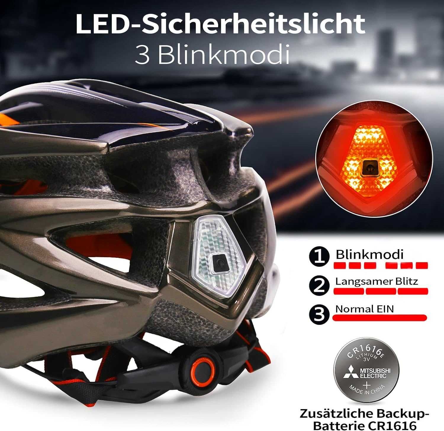 kask rowerowy ze światłem led shinmax