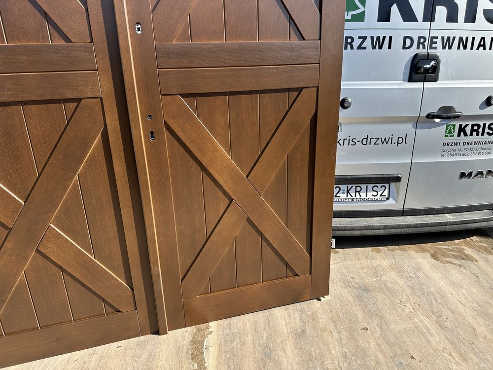 Drzwi zewnętrzne drewniane Brama garażowa NA KAŻDY WYMIAR CAŁA POLSKA