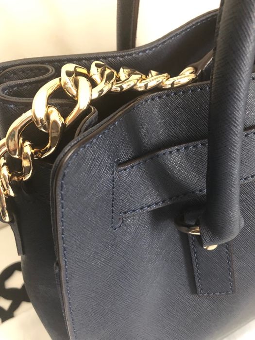 Michael KORS Hamilton navy granat złoto saffiano skóra oryginalny