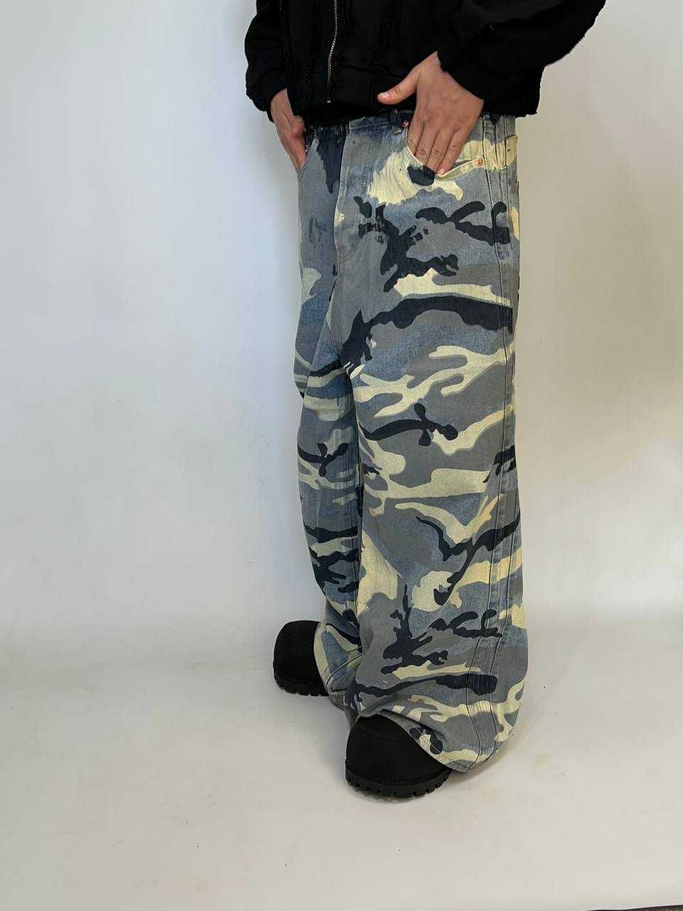 Штани джинсы камо camo голубые серые камуфляж baggy джинси штаны
