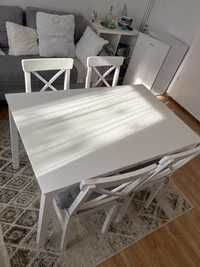 Stół i 4 krzesła komplet tylko biały 75x118