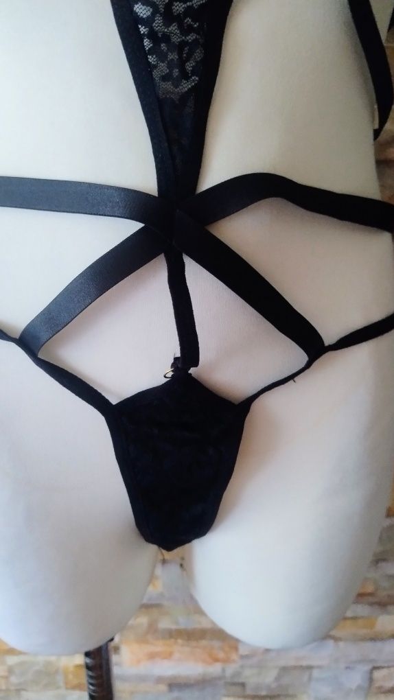 Seksowne zmysłowe body z łańcuszkiem plus size xl