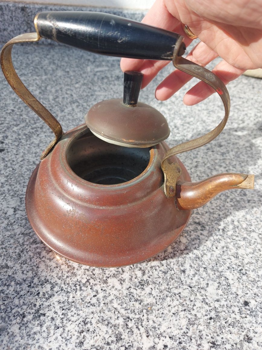 Bule de Cobre e Latão Vintage.