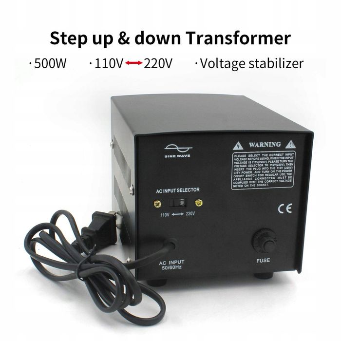 Przetwornica napięcia 500VA USA Transformator toroidalny