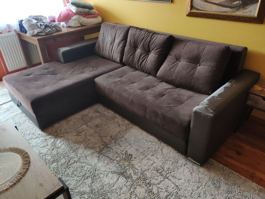Narożnik materiałowy / kanapa z funkcją spania