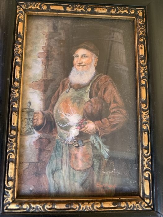 Obraz retro sygnowany