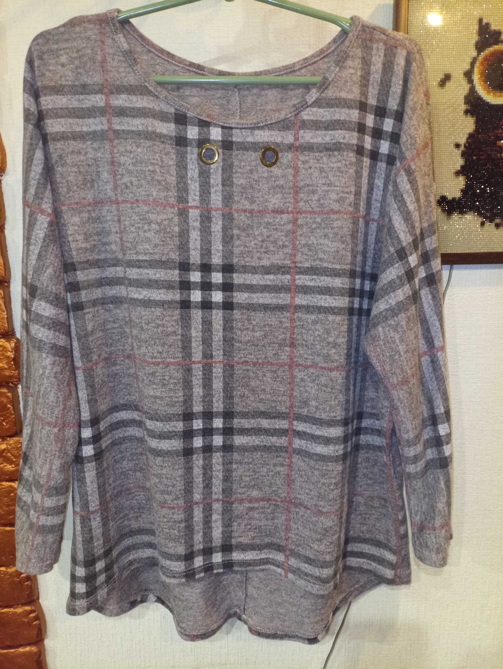 Женский удлиненный пуловер 
туника большого размера, р.52-54