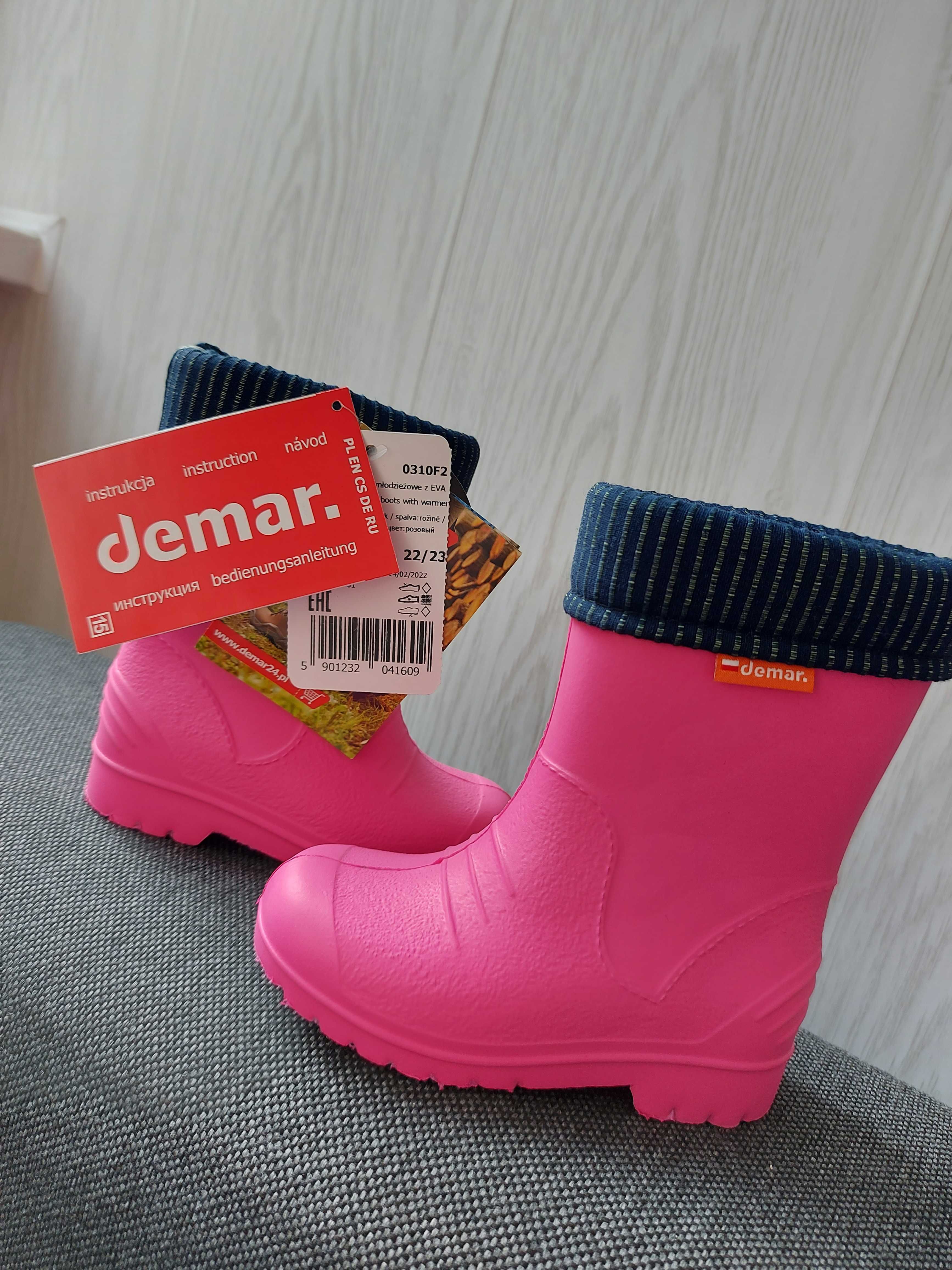 Новые резиновые сапожки Demar (пенка) с утеплителем