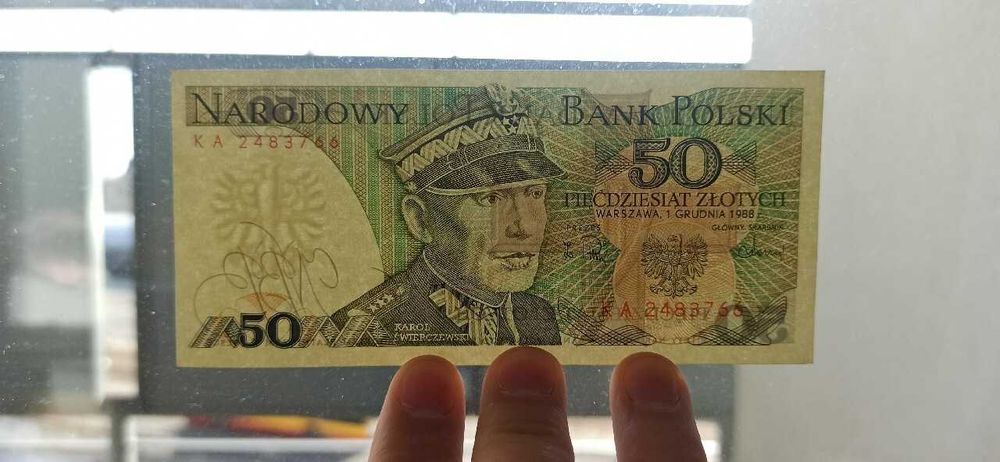 Banknot nieobiegowy 50 zł, seria KA, 1988 r.