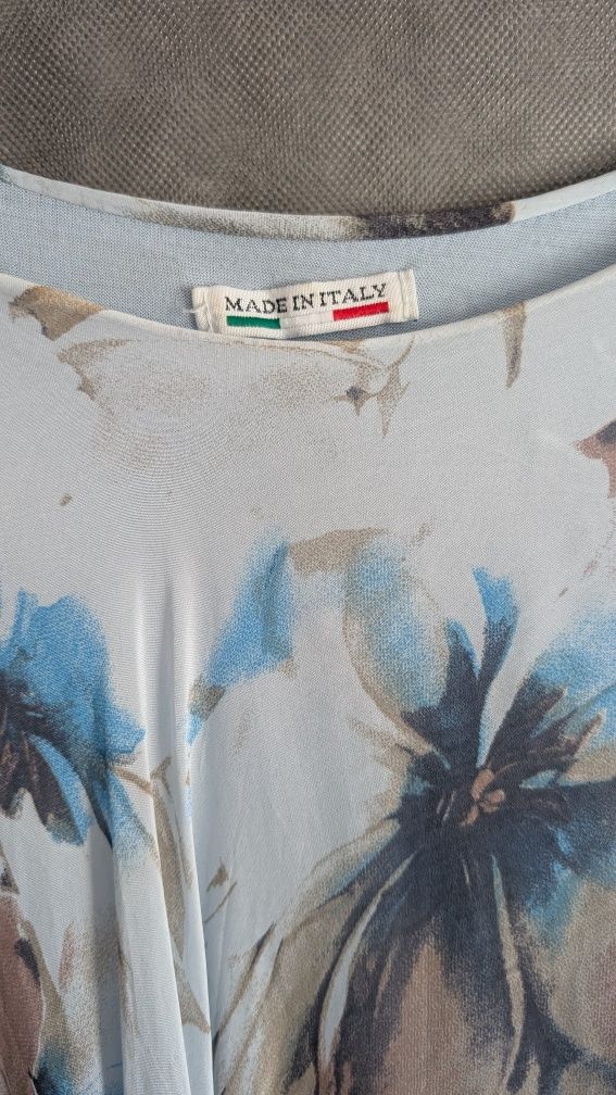 Sukienka Italy tunika, elegancka 50% jedwabna piękny wzór