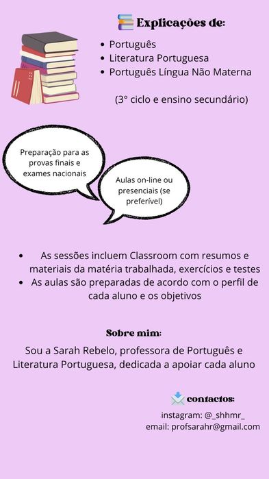 Explicações de Português - Ensino Básico e Secundário