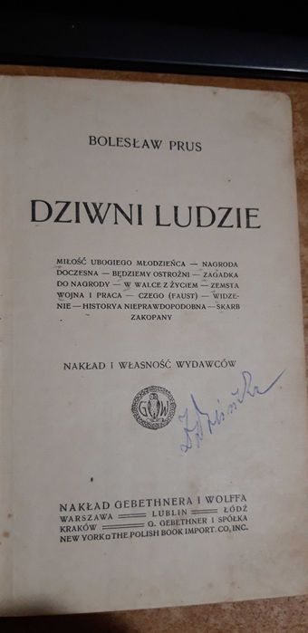 Bolesław  Prus -Dziwni  Ludzi- Pierwodruk z 1914r.,okazja bibliofilska
