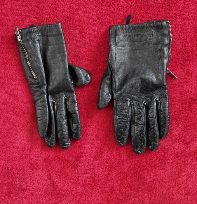 skórzane rękawiczki xs s  COS skóra naturalna zip zamki  bdb