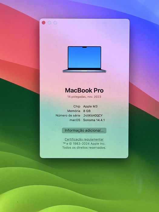 Macbook PRO M3 c/ Fatura e Garantia até 2027