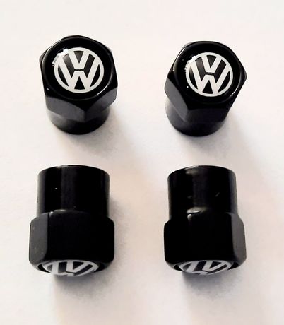 NOWE Nakrętki na wentyle VW Volkswagen czarne komplet 4szt. do felg