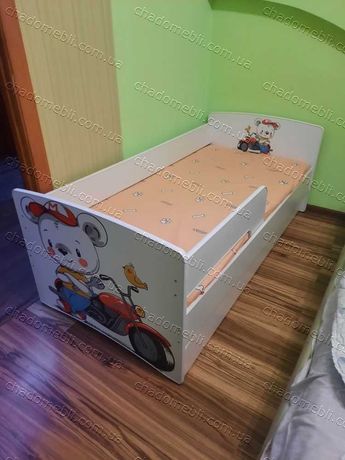 Ліжко для Дитини з Бортиком / Дитяче Ліжечко з Ящиком/Для Хлопчика